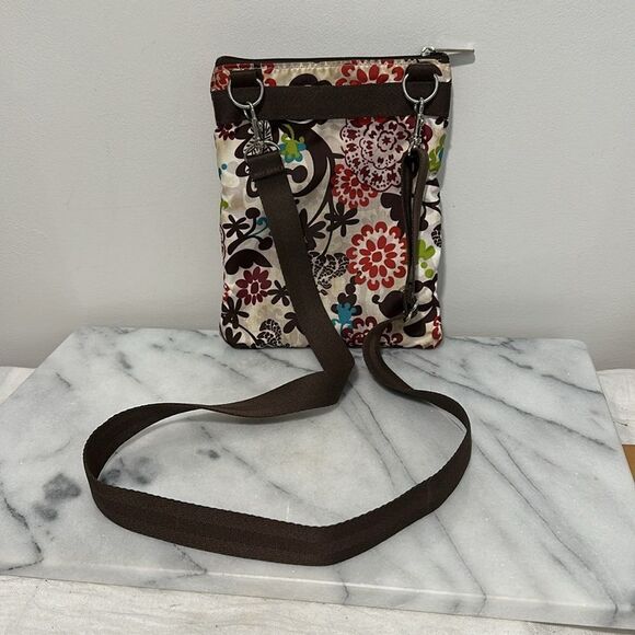 LeSportsac Floral Crossbody Bag - Red and Brown - Picture 7 of 9